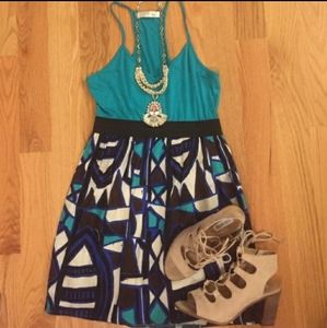 Lush geo print twofer dress